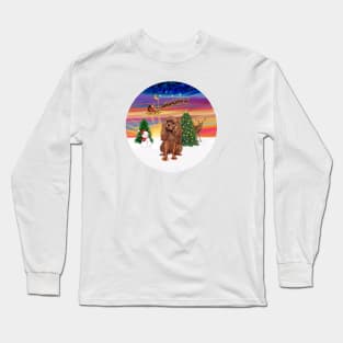Santa Takes Off into the Sunset as his Ruby Cavalier King Charles Watches Long Sleeve T-Shirt